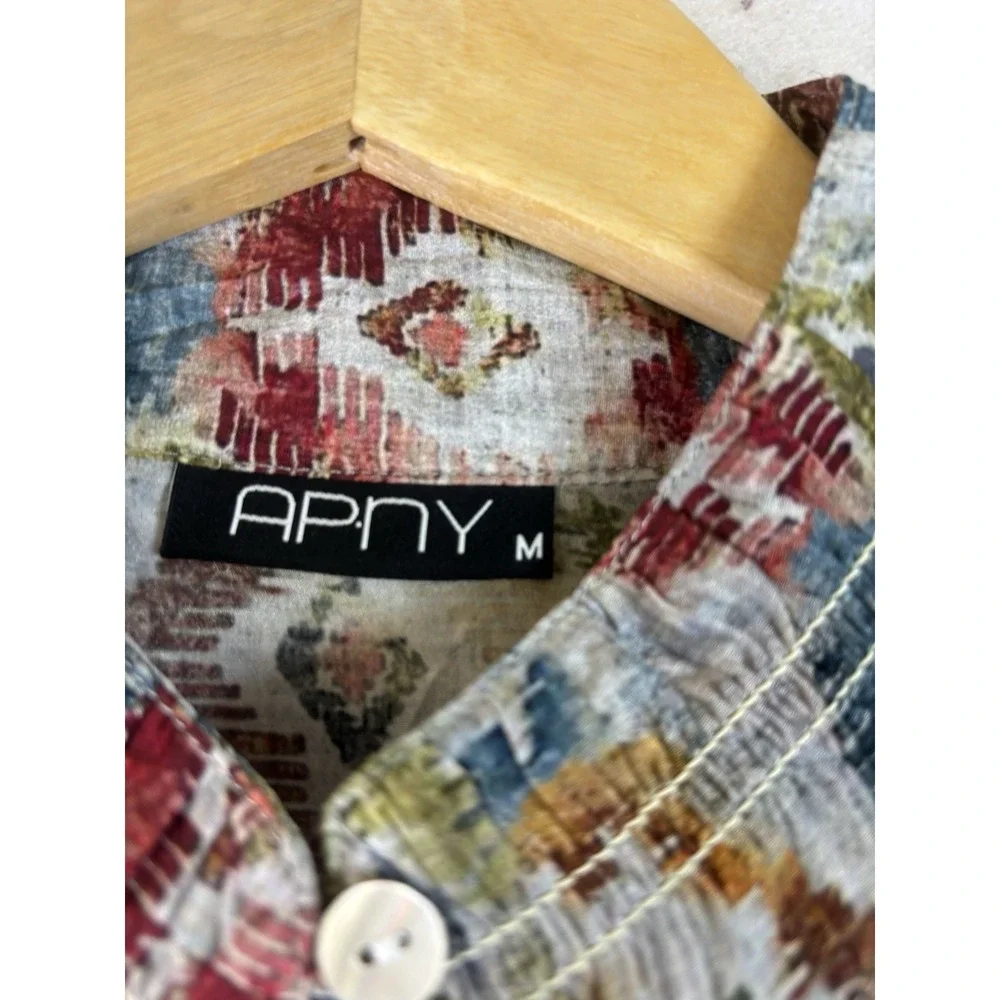 APNY Women's Tunic Top Size Large  Long Sleeve Lightweight Colorful Boho Aztec